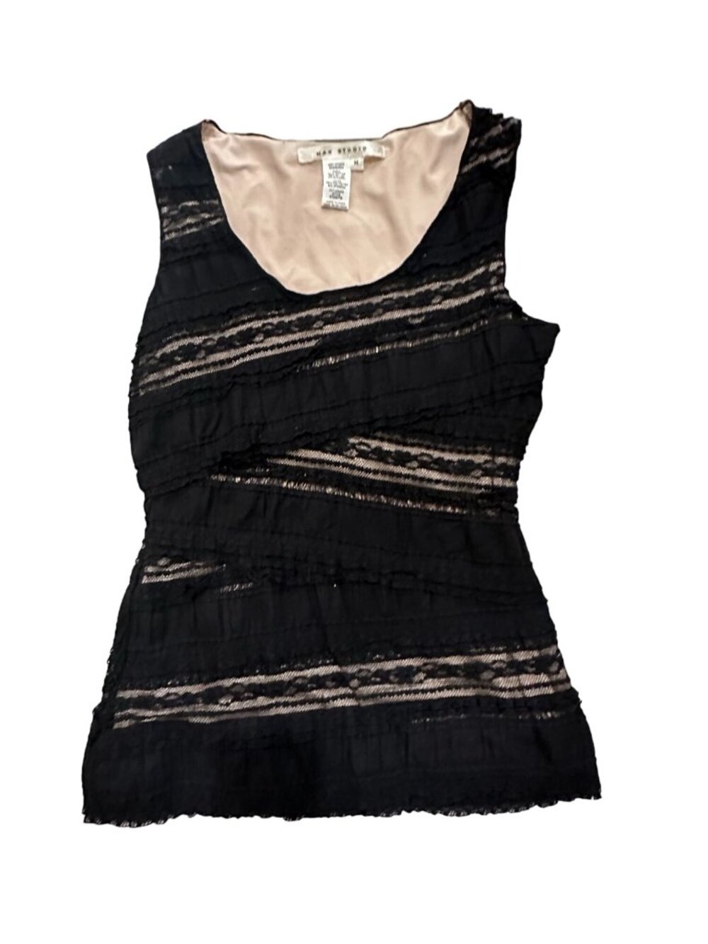 MAX STUDIO Black Lace Scoopneck Tank Top Size Medium